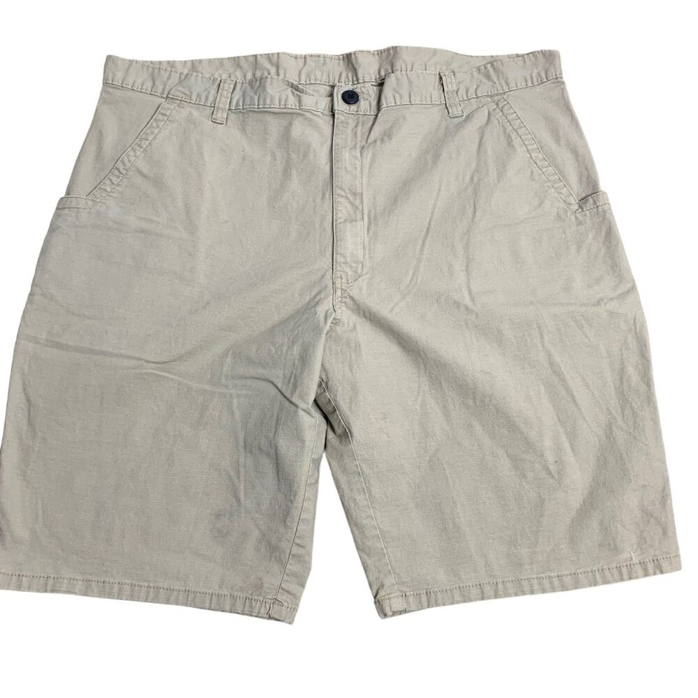 Dickies Relaxed Fit Twill Shorts 42 Beige Khaki Multi Use Pocket Button Zip